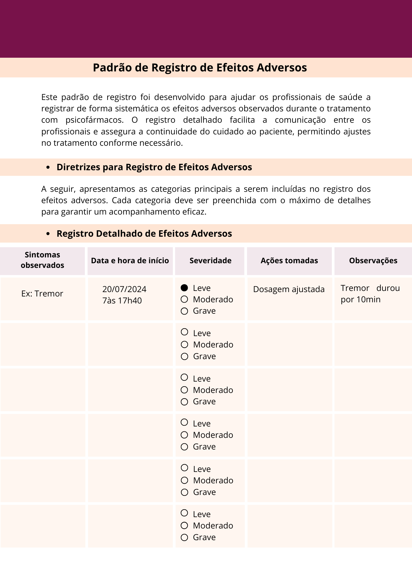Padrão de Registro de Efeitos Adversos